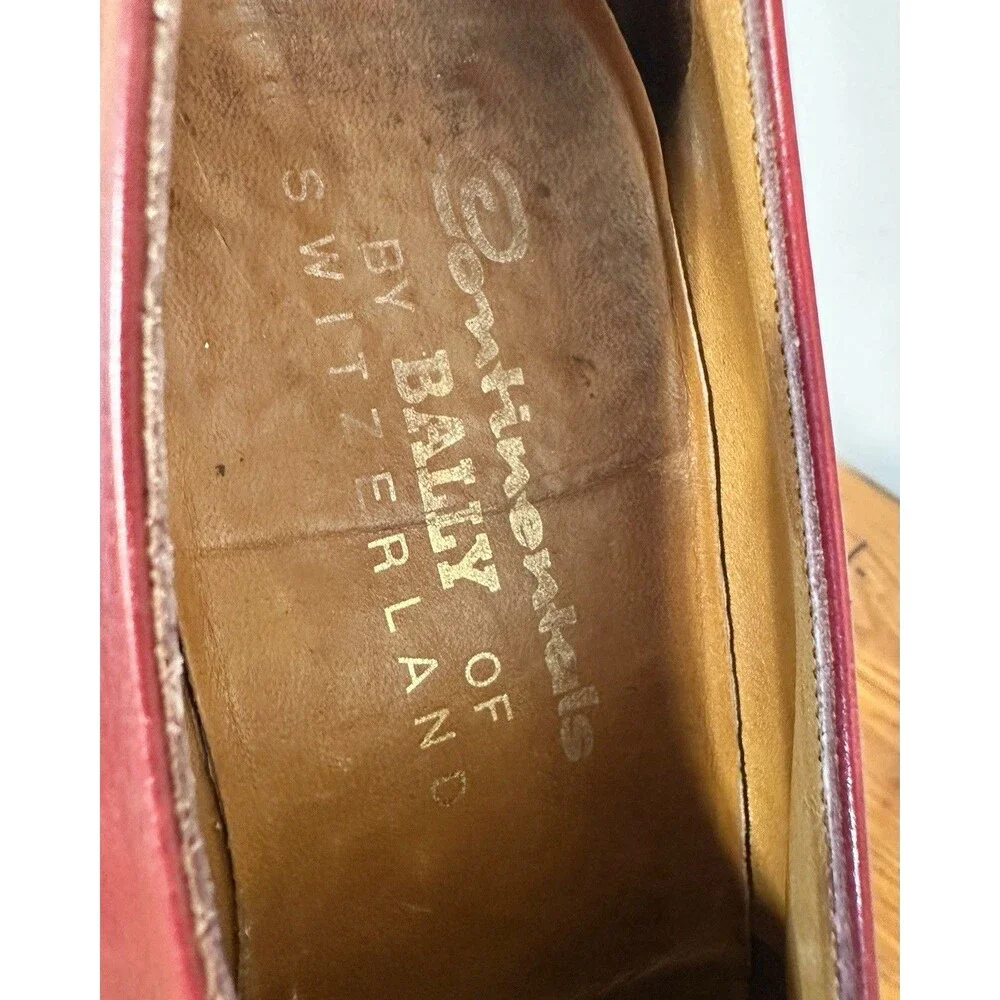 Vintage 1970s Bally Continentals Mens 10 B Swiss Leather Tassel Loafers Oxblood
